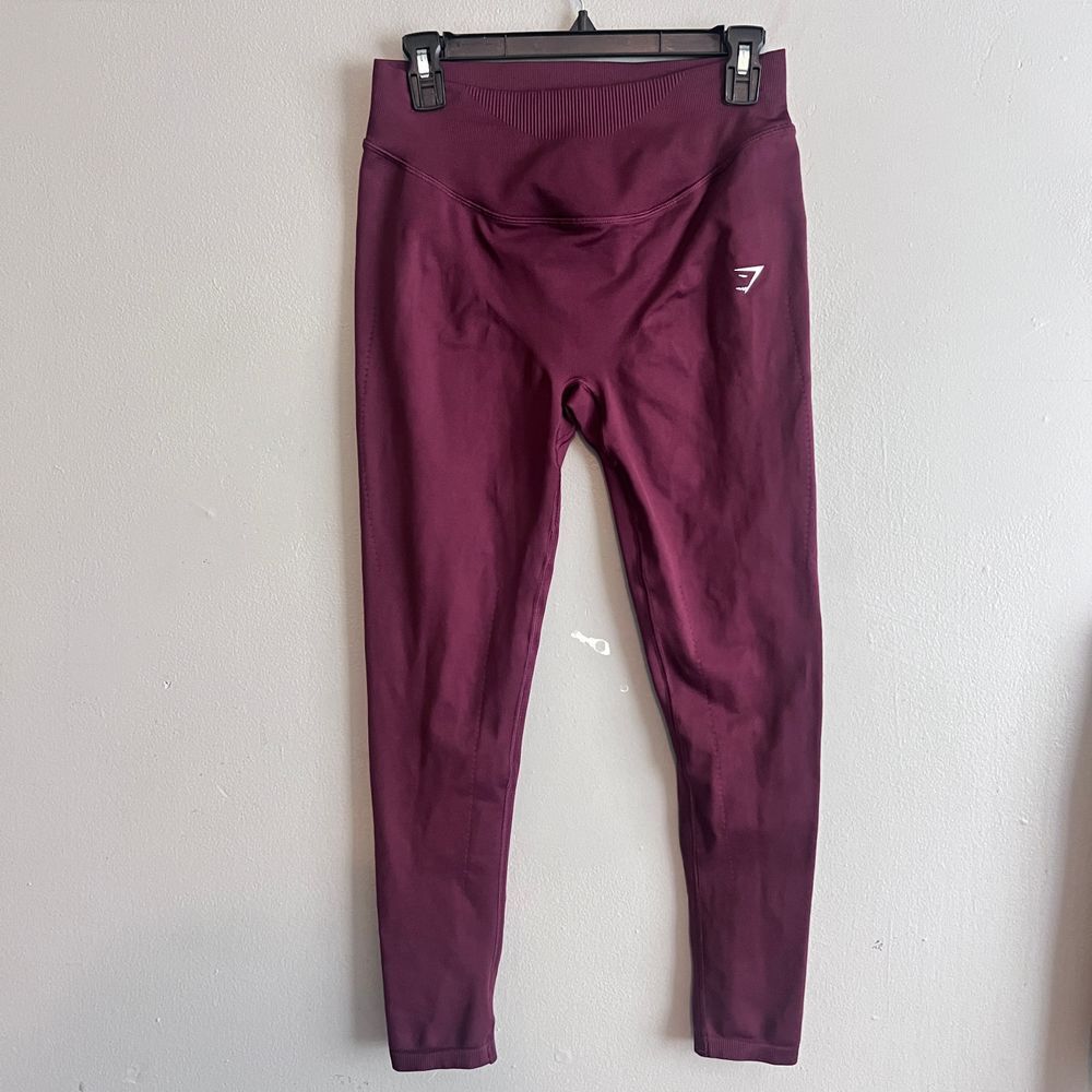 gymshark sweat seamless set (TOP AND‎ LEGGINGS) Plum Pink SIZE L - Picture 7 of 12